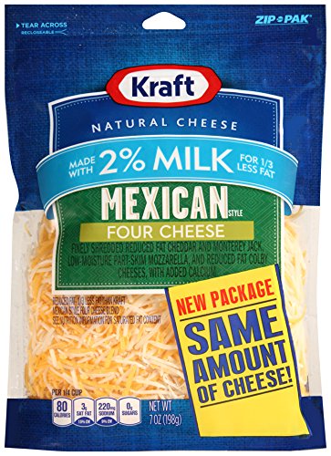 0021000054411 - KRAFT, 4 CHEESE MEXICAN BLEND WITH ADDED CALCIUM, REDUCED FAT, SHREDDED, 7 OZ