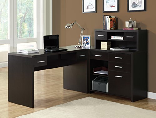 0021032244880 - MONARCH SPECIALTIES HOLLOW-CORE L-SHAPED HOME OFFICE DESK, CAPPUCCINO