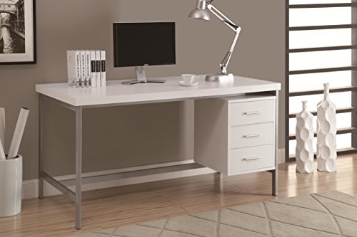 0021032289508 - WHITE AND SILVER METAL 60-INCH OFFICE DESK