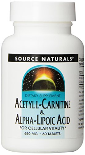 0210780179982 - SOURCE NATURALS ACETYL L-CARNITINE AND ALPHA-LIPOIC ACID, 650MG, 60 TABLETS