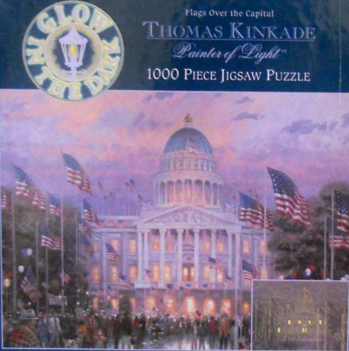 0021081033114 - THOMAS KINKADE FLAGS OVER THE CAPITAL 1000 PIECE JIGSAW PUZZLE GLOW IN THE DARK