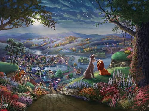 0021081224079 - CEACO - DISNEY - THOMAS KINKADE - LADY AND THE TRAMP FALLING IN LOVE - 300 OVERSIZED PIECE JIGSAW PUZZLE