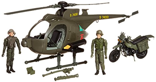 0021105043341 - ELITE FORCE ARMY STRIKE MH-6 SPEC OPS LITTLE BIRD VEHICLE WITH HELICOPTER, MOTORCYCLE, AND 2 ACTION FIGURES