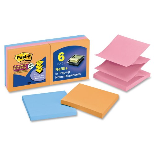 0021111633710 - POP-UP REFILL, 3 X 3, 4 ELECTRIC GLOW COLORS, 6 90-SHEET PADS/PACK