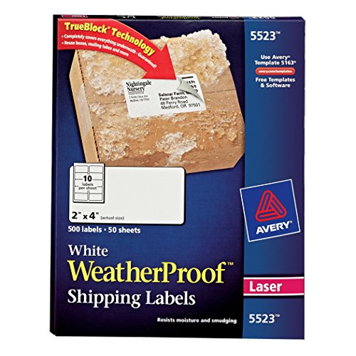 0021112116977 - AVERY WEATHERPROOF LASER SHIPPING LABELS, 2 X 4, 500/PACK