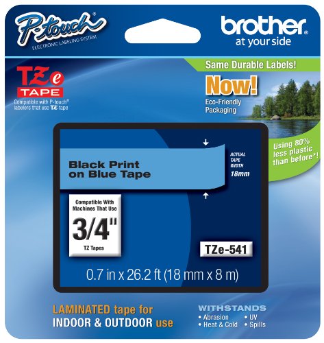 0021112772371 - BROTHER TAPE, BLACK ON BLUE, 18MM (TZE541) - RETAIL PACKAGING