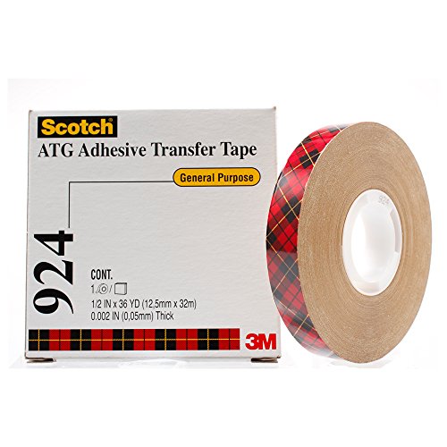 0021200033315 - 3M SCOTCH 924 ATG TAPE: 1/2 IN. X 36 YDS. (CLEAR ADHESIVE ON TAN LINER)
