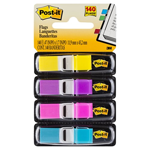 0021200503474 - POST-IT FLAGS, IDEAL FOR MARKING AND FLAGGING DOCUMENTS, ASSORTED PRIMARY COLORS, 1/2-INCH WIDE, 35/DISPENSER, 4-DISPENSERS/PACK (683-4)