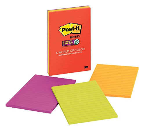 0021200528316 - POST-IT SUPER STICKY LINED NOTES ASSORTED COLORS 4 X 6 - 3M COMPANY