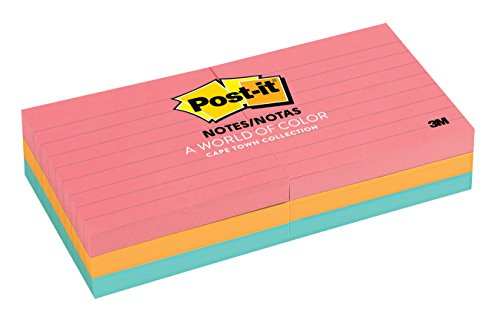 0021200596742 - POST-IT(R) 3IN. X 3IN. NOTES, LINED, NEON COLLECTION, 100 SHEETS PER PAD, PACK O