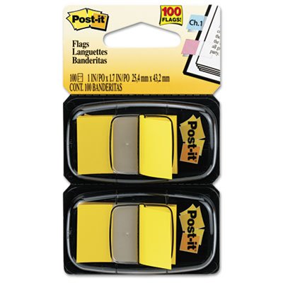 0021200690907 - POST-IT STANDARD TAPE FLAGS IN DISPENSER, YELLOW, 100 FLAGS
