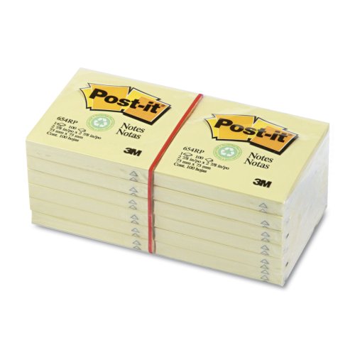 0021200691133 - RECYCLED NOTES, 4 X 6, LINED, CANARY YELLOW, 12 100-SHEET PADS/PACK