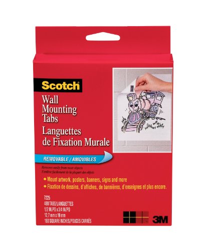 0021200691553 - SCOTCH® WALL MOUNTING TABS 7225, 1/2-INCH X 3/4 INCHES, 480 TABS PER BOX