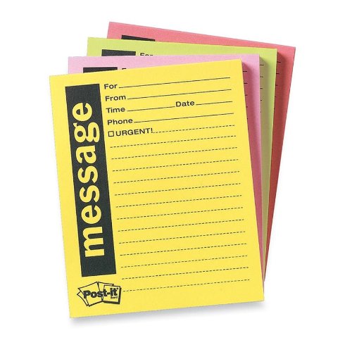 0021200705960 - POST-IT SUPER STICKY TELEPHONE MESSAGE NOTES, 4 X 5-INCHES, ASSORTED BRIGHT COLORS, 4-PADS/PACK