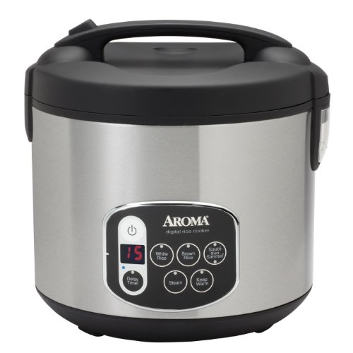 0021241010108 - AROMA 20-CUP (COOKED) (10-CUP UNCOOKED) DIGITAL RICE COOKER & FOOD STEAMER, STAINLESS STEEL EXTERIOR (ARC-1010SB)