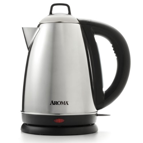 0021241061155 - AROMA HOT H20 X-PRESS 1.5 LITER (6-CUP) CORDLESS ELECTRIC WATER KETTLE, STAINLESS STEEL
