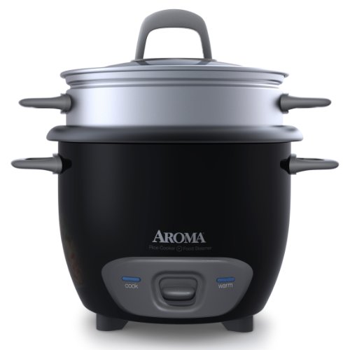0021241117432 - AROMA 6-CUP (COOKED) (3-CUP UNCOOKED) POT STYLE RICE COOKER AND FOOD STEAMER (ARC-743-1NGB)