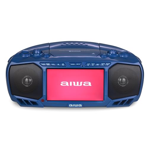 0021331064929 - AIWA PORTABLE BOOMBOX, CRYSTAL CLEAR SOUND WITH 3W X 2 SPEAKERS AND BASS FUNCTION, FEATURING A 7 LCD DISPLAY, BLUETOOTH CONNECTIVITY, FM RADIO, CD/DVD PLAYER, STREAMING ON ROKU AND AMAZON FIRESTICK