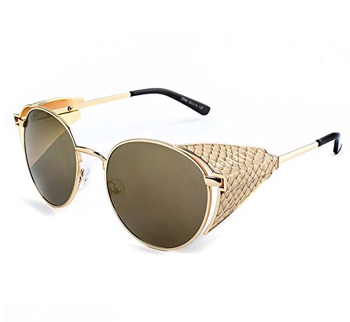 0021368991373 - RETRO CLASSIC STEAM PUNK STYLE SUNGLASSES SUNGLASSES INFLUX MUST (GOLD-FRAMED TYRANT GOLD C2)