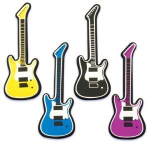0021466028902 - OASIS SUPPLY ASSORTED COLORS CUPCAKE/CAKE DECORATING TOPPERS, 2-3/4-INCH, YOU ROCK GUITAR, SET OF 12