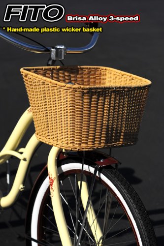 0021555816687 - HIGH QUALITY MADE IN TAIWAN! FITO PLASTIC CANE WICKER WOVEN MOUNTING BASKET, FULL-SIZE DARK BROWN, 14.5X11.5X9, FOR BEACH CRUISER BIKES BICYCLES