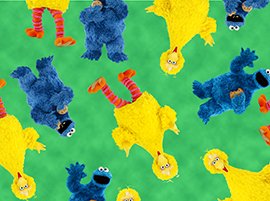 0002171167223 - SESAME STREET FRIENDS COOKIE MONSTER & BIG BIRD ON GREEN FABRIC (GREAT FOR QUILTING, SEWING, CRAFT PROJECTS, THROW PILLOWS & MORE) 2 YARDS X 44 WIDE