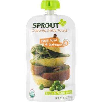 0021959107084 - SPROUT BABY FOOD, PEAR, KIW, SPINACH OG2 4 OZ. (PACK OF 10)
