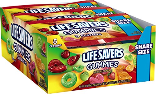 0022000121998 - LIFESAVERS GUMMIES FIVE FLAVOR POUCHES, 4.2 OUNCE (PACK OF 15)