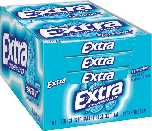 0002200022035 - EXTRA SUGAR FREE GUM, PEPPERMINT, 15 STICK SLIM PACK (PACK OF 10)