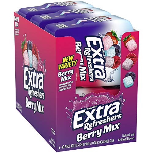 0022000282361 - EXTRA REFRESHERS BERRY MIX GUM, 3.21-OUNCE 40-PIECE BOTTLE (PACK OF 6)