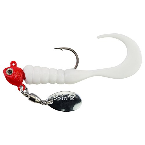 0022021602315 - JOHNSONTM CRAPPIE BUSTER SPIN'R GRUB HARD BAIT - FLUORESCENT RED/WHITE - 2IN | 5CM - 1/8 OZ - PANFISH