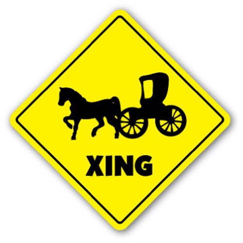 0022099378303 - HORSE AND CARRIAGE CROSSING SIGN NOVELTY GIFT