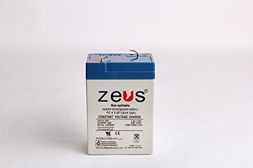 0022099874430 - 6V 4.5AH ZEUS BATTERY PRODUCTS PC4.5-6 PC4.5-6F1 SLA EMERGENCY LIGHT BATTERY - REPLACES LC-R064R5P, PS-640, UB645, NP4.5-6