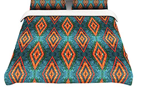 68 X 88 KESS InHouse Danii Pollehn Native Pattern Blue Geometric Twin Comforter