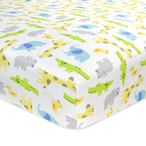 0022266126782 - CARTER'S COTTON FITTED CRIB SHEET, CRITTER/GREEN/YELLOW/GREY/WHITE
