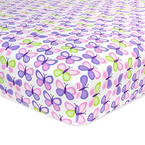 0022266126829 - CARTER'S COTTON FITTED CRIB SHEET, BUTTERFLY/PINK/PURPLE