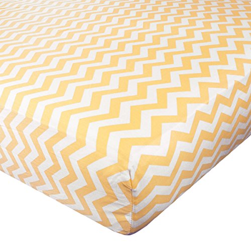 0022266128687 - CARTER'S COTTON FITTED CRIB SHEET, YELLOW LEAF CHEVRON