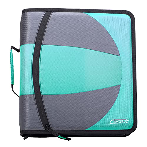 0022293117661 - CASE-IT DUAL ZIPPER BINDER, 2 SET OF 1.5” D-RING DUAL, 3 CAPACITY, HOLD DOWN PAGES, FRONT ZIPPER POCKET DUAL-101, SPEARMINT CASE-IT THE DUAL 2-IN-1 ZIPPER BINDER