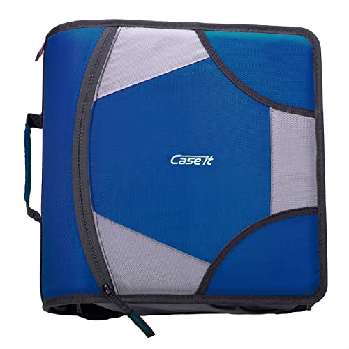 0022293117753 - CASE-IT THE KING SIZED ZIP TAB ZIPPER BINDER - 4 INCH D-RINGS - 5 SUBJECT FILE FOLDER - MULTIPLE POCKETS - 800 SHEET CAPACITY - COMES WITH SHOULDER STRAP - MIDNIGHT BLUE D-186