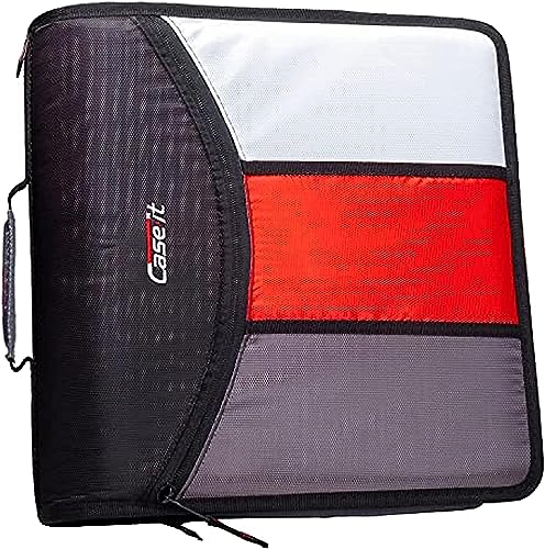 0022293118057 - CASE-IT THE MIGHTY ZIP TAB ZIPPER BINDER - 3 INCH O-RINGS - 5 COLOR TAB EXPANDING FILE FOLDER - MULTIPLE POCKETS - 600 SHEET CAPACITY - COMES WITH SHOULDER STRAP - BLACK D-156-N-JBK