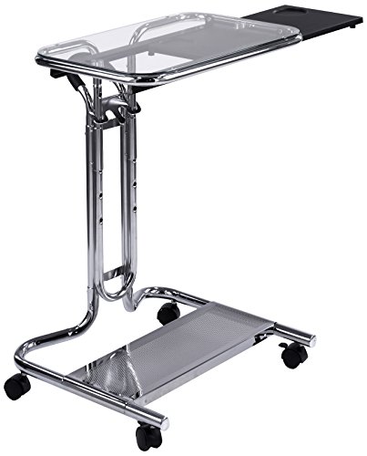 0223375729929 - CALICO DESIGNS 51201 LAPTOP CART WITH MOUSE TRAY IN CHROME AND CLEAR GLASS