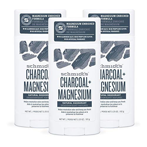 0022400008233 - SCHMIDTS NATURAL DEODORANT FOR MEN AND WOMEN, 24 HOUR ODOR PROTECTION AND FRESHNESS CHARCOAL + MAGNESIUM ALUMINUM FREE, VEGAN, CERTIFIED CRUELTY FREE, 3.25 OZ 3 COUNT