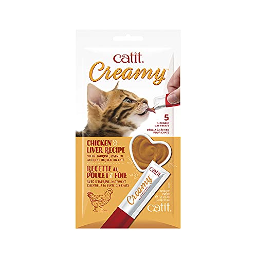0022517444719 - CATIT CREAMY LICKABLE CAT TREAT – HYDRATING AND HEALTHY TREAT FOR CATS OF ALL AGES - CHICKEN & LIVER, 5-PACK