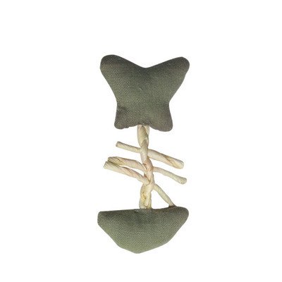 0022517530368 - CATIT NATURAL LINEN TOY W/RAFIA-FISH (PACK OF 4)