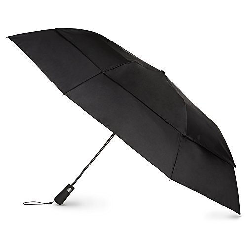 0022608075457 - TOTES BLUE LINE GOLF-SIZE VENTED CANOPY COMPACT UMBRELLA, BLACK, ONE SIZE