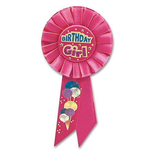 0022735101005 - BEISTLE RS100 BIRTHDAY GIRL ROSETTE, 3-1/4-INCH BY 6-1/2-INCH