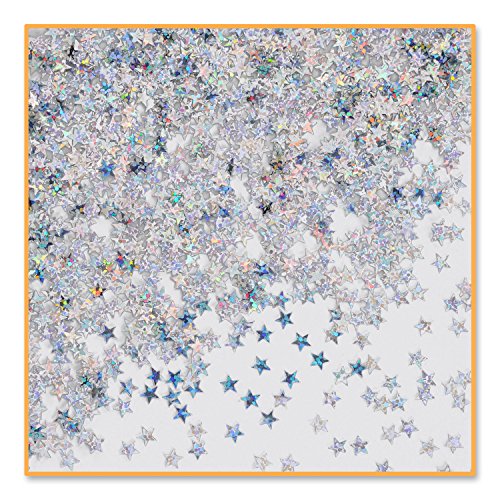 0022735180543 - BEISTLE CN054 SILVER HOLOGRAPHIC STARS CONFETTI, 1/2-OUNCE