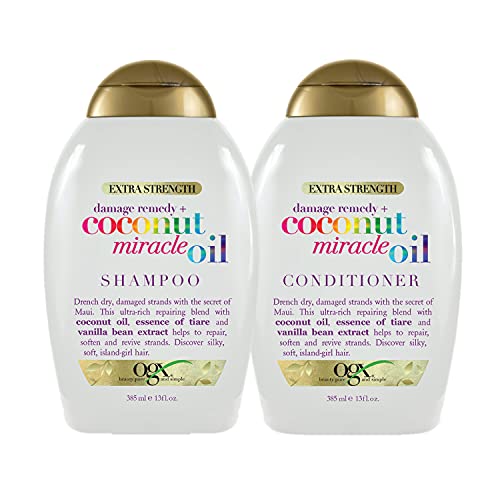 0022796919137 - OGX EXTRA STRENGTH DAMAGE REMEDY + COCONUT MIRACLE OIL SHAMPOO & CONDITIONER SET, 13 OUNCE
