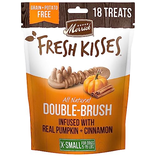 0022808010371 - MERRICK FRESH KISSES, DENTAL CHEWS FOR DOGS, PUMPKIN AND CINNAMON NATURAL DOG TREATS FOR SMALL DOGS 5-15 LBS
