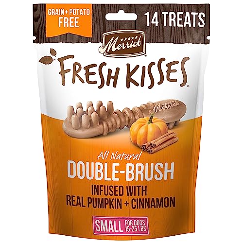 0022808010609 - MERRICK FRESH KISSES, DENTAL CHEWS FOR DOGS, PUMPKIN AND CINNAMON NATURAL DOG TREATS FOR SMALL DOGS 15-25 LBS